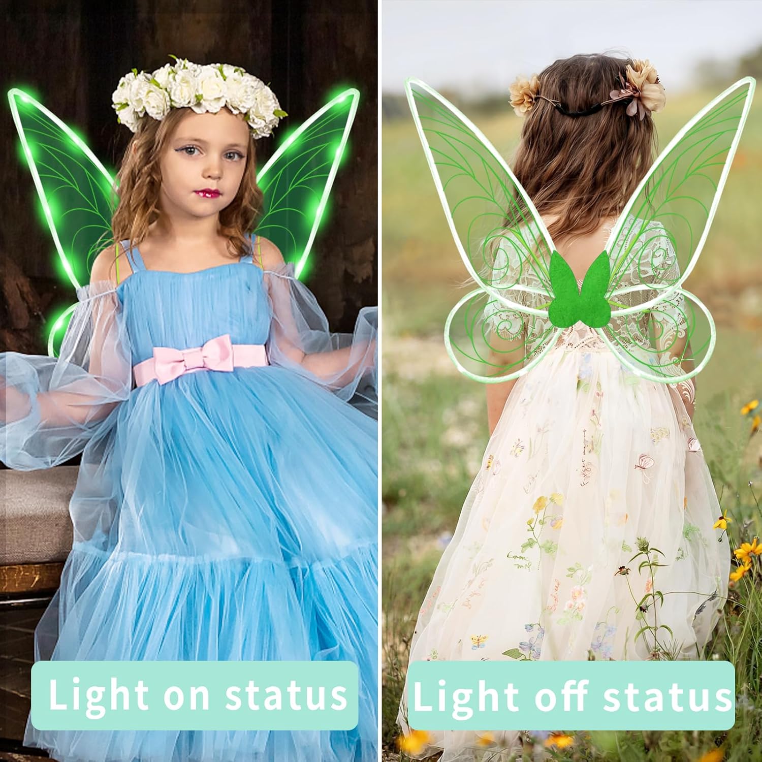 Ailes de fée Clochette lumineuses vertes à 8 modes LED – Image 6
