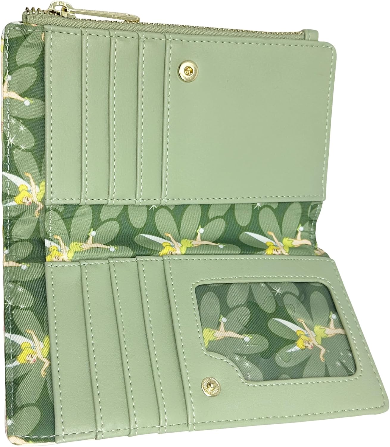 Portefeuille zippé vert floral Disney Peter Pan Fée Clochette – Image 3