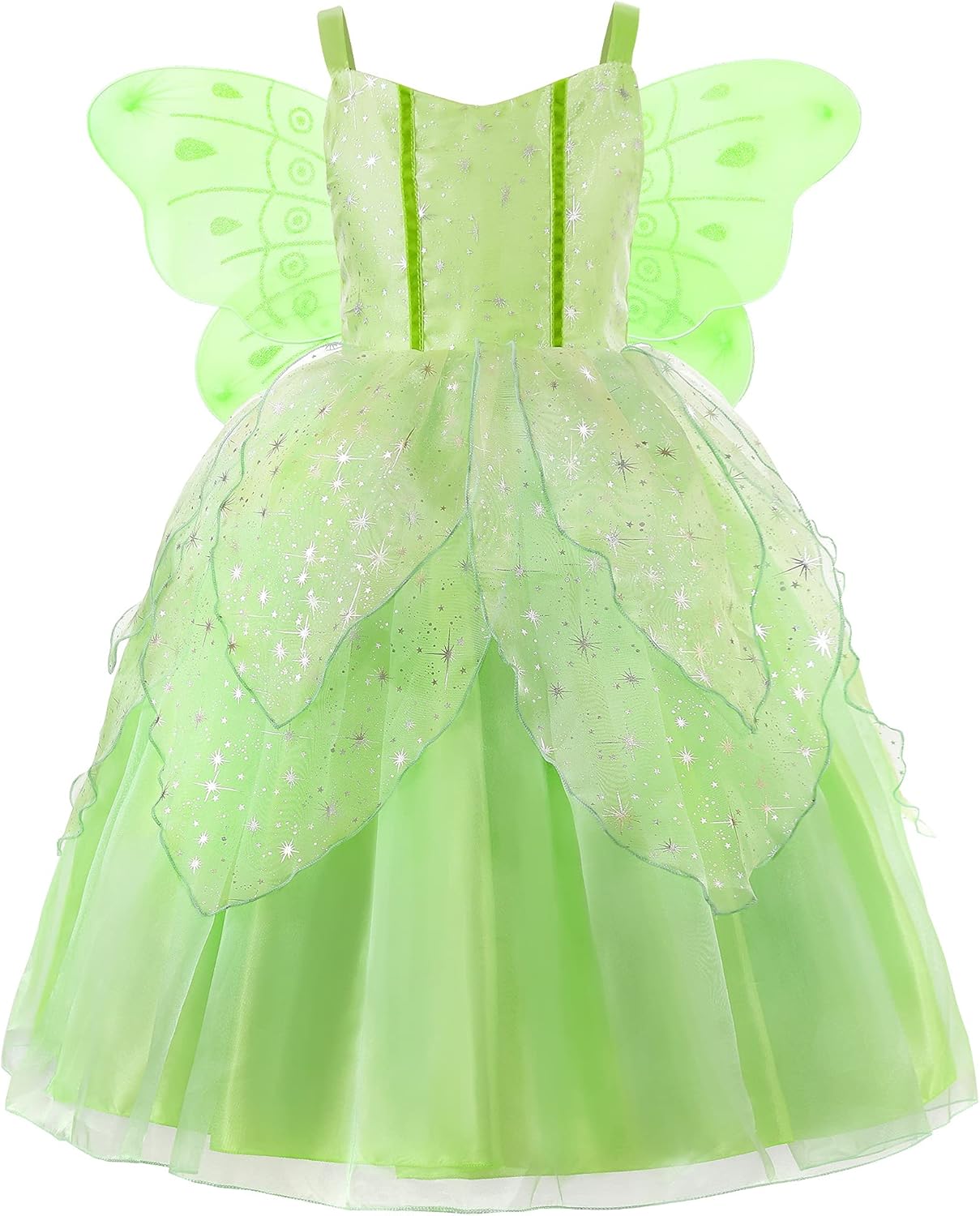 Déguisement Fée Clochette fille avec robe verte et ailes