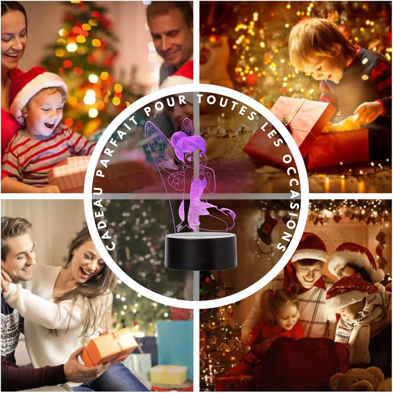 Lampe LED USB Fée Clochette à effet 3D multicolore – Image 6