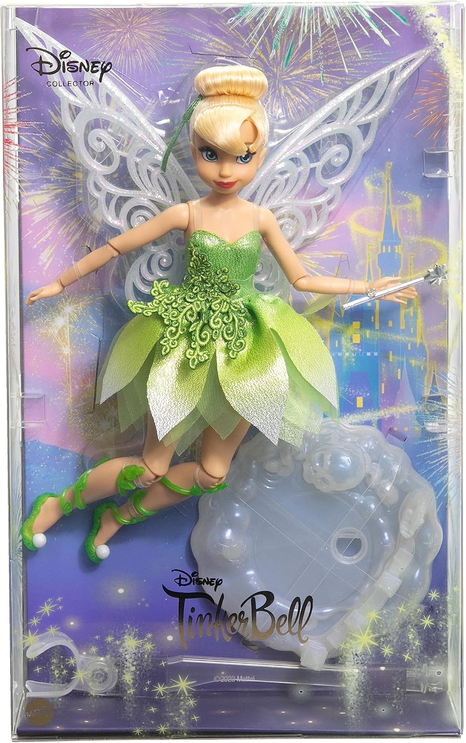 Poupée collector Fée Clochette Disney100 articulée avec ailes pailletées et socle HLX67 – Image 6