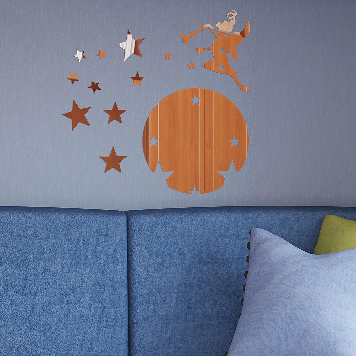 Miroir mural rond Fée Clochette avec étoiles