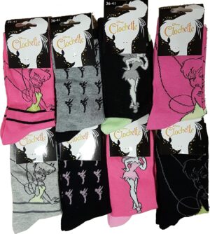 Lot de 6 chaussettes Disney Fée Clochette en coton, taille 36