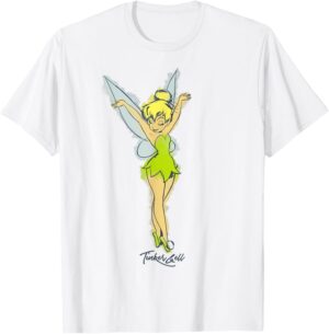 T-shirt Disney Peter Pan Fée Clochette, croquis aquarelle