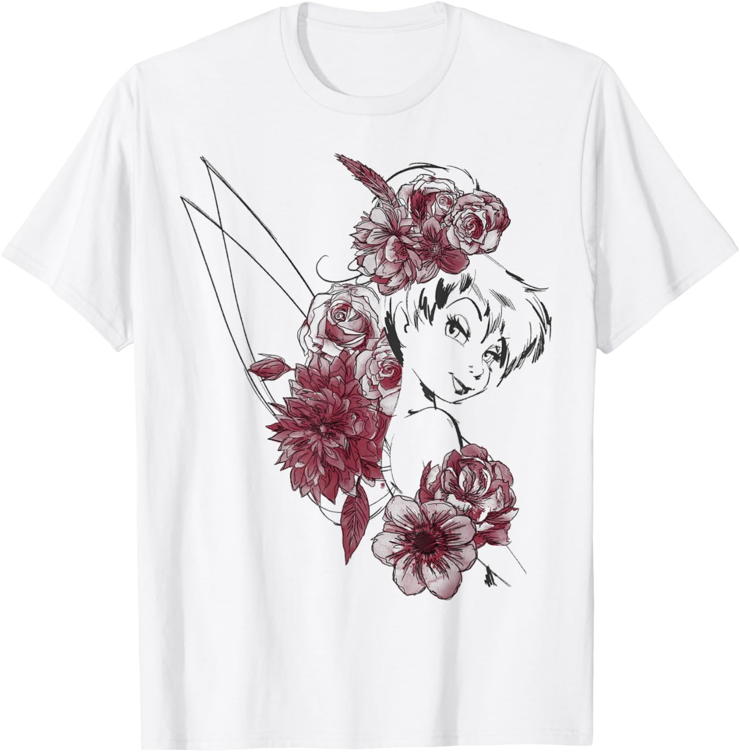 T-shirt Disney Peter Pan Fée Clochette floral outline